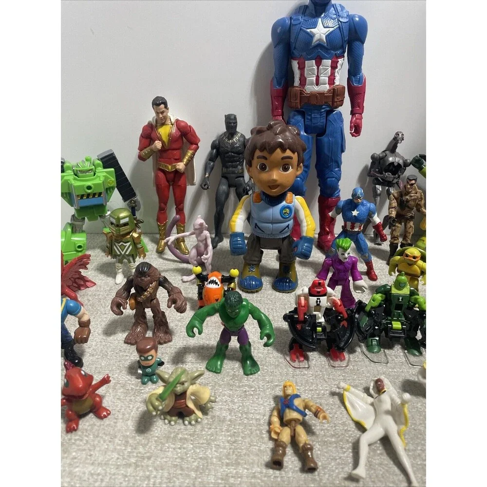 Mixed Action Figure Lot Vintage and Modern Random Marvel DC Starwars Transformer
